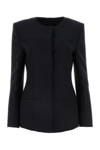 Msgm Stretch Polyester Blend Blazer With Front Pockets In Black