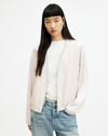 Allsaints Helton Contrast Leather Bomber Jacket In Off White