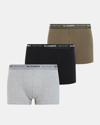 Allsaints Underground Logo Boxers 3 Pack In Grn/gry Mrl/jt Blk