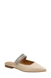 Lisa Vicky Move Crystal Embellished Pointed Toe Satin Flat In Champagne