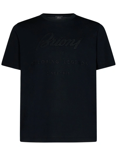 Brioni Black Cotton Jersey Crewneck T-shirt In Nero