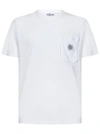 Stone Island Compass Logo Patch Organic Cotton Pocket T-shirt In Bianco