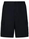Stone Island Stretch Cotton Bermuda Shorts In Blu