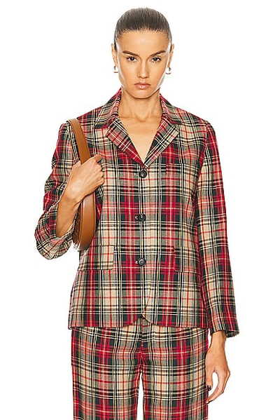 Bode Truto Plaid Suit Jacket In Red