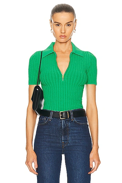 Bally Cable-knit Zipped Polo Shirt In Green
