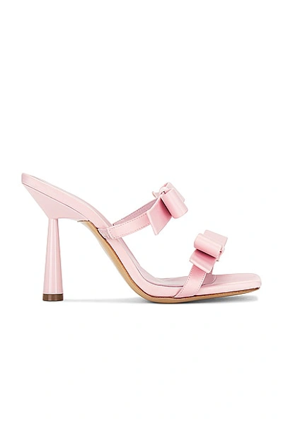 Gia Borghini Pink Satin Double Bow Galantine Sandal In Rose