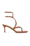 Aquazzura 65mm Baia Leather Sandals In Tobacco