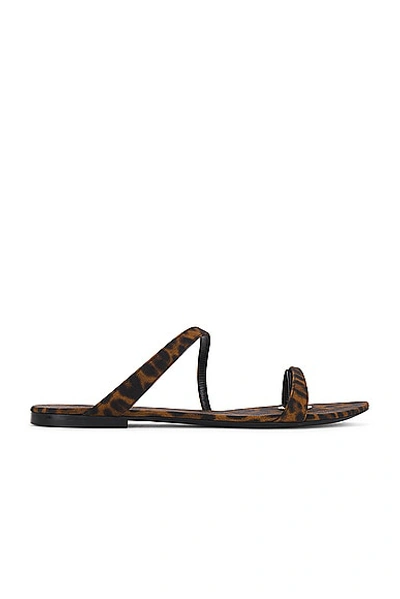 Saint Laurent Women's Tanger Slides In Leopard Grosgrain In Manto Naturale