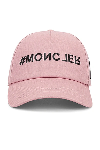 Moncler Logo Baseball Cap In Dark Pink