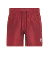 Moncler Logo Patch Nylon Swim Shorts In Soft Burgundy