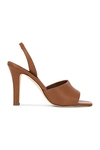Manolo Blahnik Clotilde 105 Leather Slingback Sandals In Medium Brown