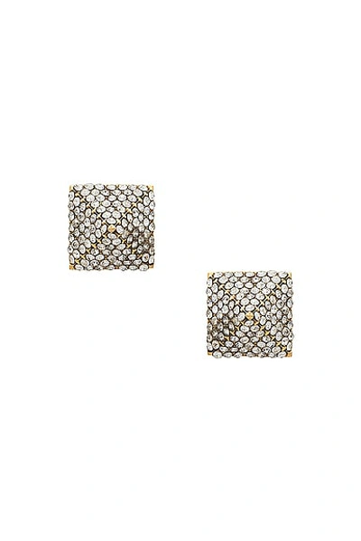 Valentino Garavani Rockstud Earrings In Oro & Crystal Silver Shade