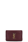 Saint Laurent Calypso Zipped Credit Card Case In Rouge Merlot