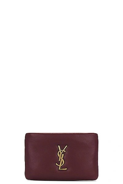 Saint Laurent Calypso Zipped Credit Card Case In Rouge Merlot