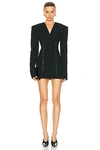 Mach&mach Corset Detailed Blazer Dress In Black