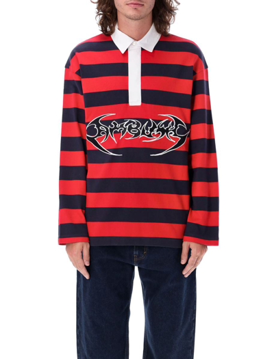 Ambush Stripes Polo In Navy/red