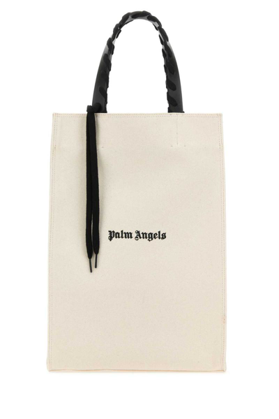 Palm Angels Cotton Canvas Tote Bag In Neutrals