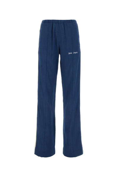 Palm Angels Chambray Track Pants In Blue