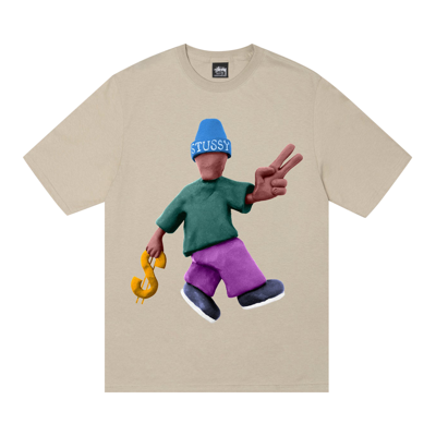 Pre-owned Stussy Peace & Prosperity Tee 'khaki' In Tan