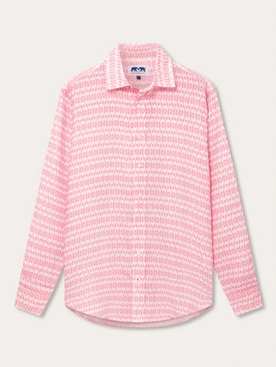 Love Brand & Co. Linen Camel Print Abaco Shirt In Pink