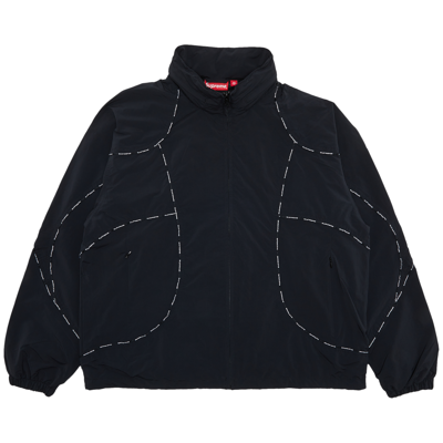 Pre-owned Supreme Logo Piping Hooded Track Jacket 'black'