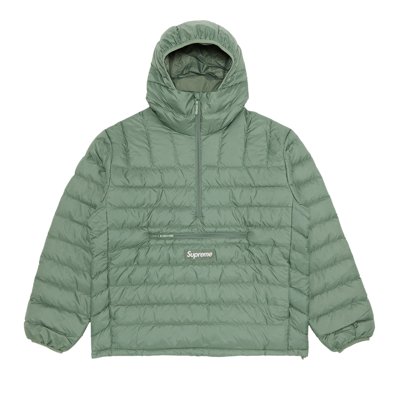 Pre-owned Supreme Micro Down Half Zip Hooded Pullover 'olive' In Green