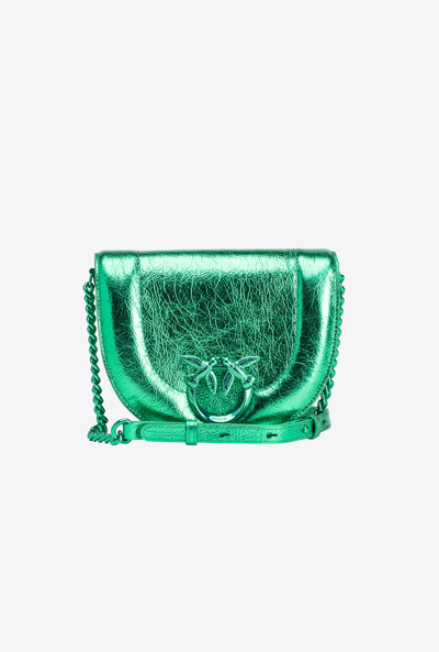 Pinko Mini Click Round Love Crossbody Bag In Absinthe Green-colour Block