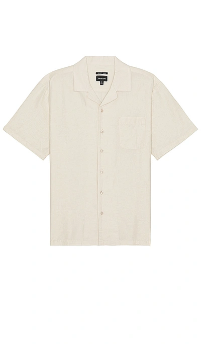 Brixton Bunker Linen Blend Short Sleeve Camp Collar Shirt In 白浪