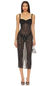 Fleur Du Mal Dangling Stones Stretch-silk Midi Dress In 黑色