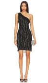 Fleur Du Mal One Shoulder Dangling Stones Dress In 黑色