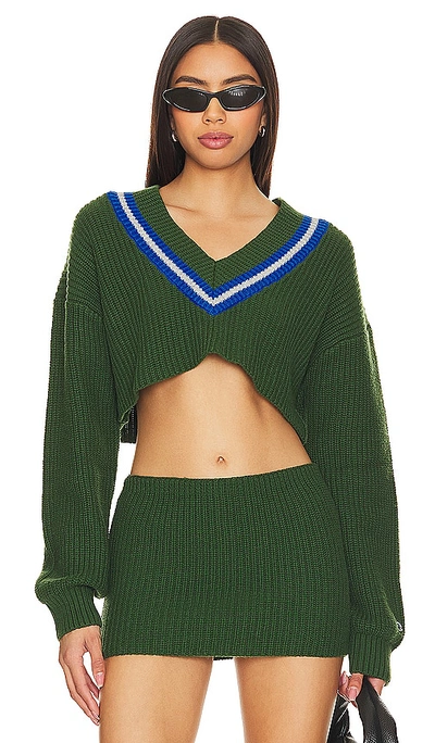 Champion X Danielle Guizio Crop Rib Knit Pullover Sweater In Regeneration Green
