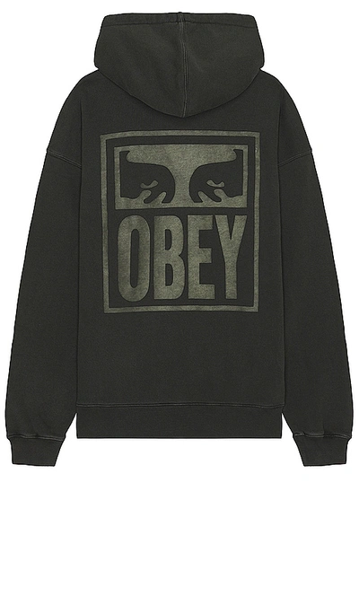 Obey Pigment  Eyes Icon Extra Heavy Hoodie In Pigment Pirate Black
