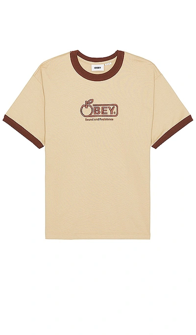 Obey Bigwig Sound Ringer Tee In Irish Cream Multi