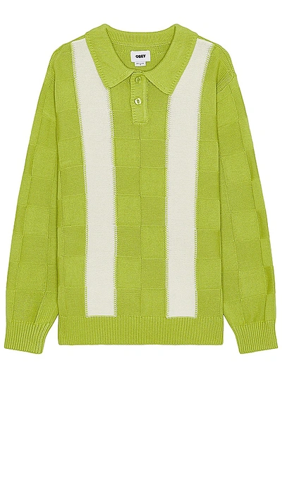 Obey Albert Polo Sweater In Tarragon Green Multi