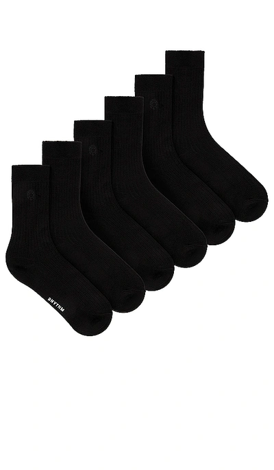 Rhythm Classic 3 Pack Socks In 黑色