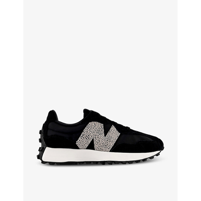 New Balance Womens Black Leopard White 327 Suede And Mesh Low-top Trainers In Black  Leopard White