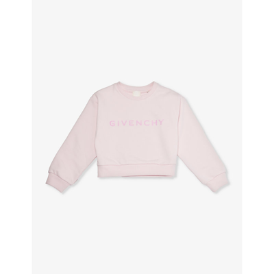 Givenchy Girls Marshmallow Kids Logo-print Cotton-blend Sweatshirt 4-12 Years