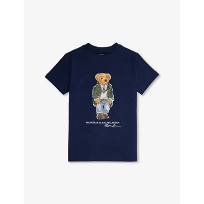 Polo Ralph Lauren Boys Vy Kids Boys' Polo Bear-print Cotton-jersey T-shirt In Navy