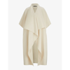 Hugo Boss Naomi X Boss Waterfall-front Cape Coat In Virgin Wool In White