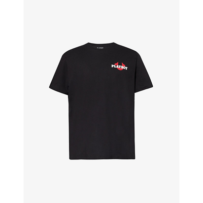 True Religion Mens Black X Playboy Logo-print Cotton-jersey T-shirt