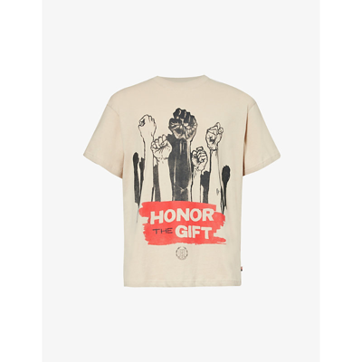 Honor The Gift Mens Tan A Spring Dignity Graphic-print Cotton-jersey T-shirt