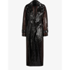 Hugo Boss Naomi X Boss Oversize Raincoat With Leopard-pattern Embossing In Dark Brown
