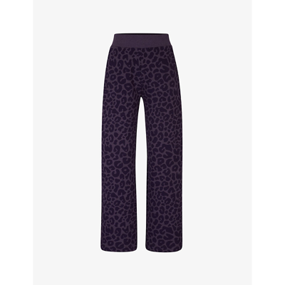 Hugo Boss Naomi X Boss Tracksuit Bottoms With Leopard Print In Dark Purple