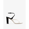 Jimmy Choo Logo Logo Thick Heeled High Heeled Sandals In Latte/black
