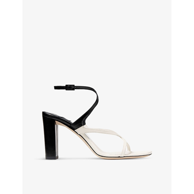 Jimmy Choo Azie 85 Leather Heeled Sandals In Monochrome