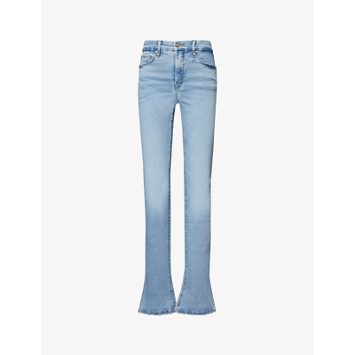 Good American Womens Indigo628 Good Curve Flared-leg Mid-rise Denim-blend Jeans