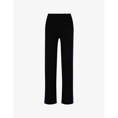 Hugo Boss Naomi X Boss Knitted Trousers With Contrast Side Stripe In Black