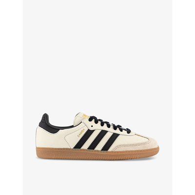 Adidas Originals Adidas Womens Cream White Black Sand S Samba Og Logo-embellished Leather Low-top Trainers