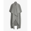 Hugo Boss Naomi X Boss Waterfall-front Cape Coat In Virgin Wool In Silver