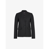 Me And Em Womens Black Collarless Single-breasted Stretch-woven Blazer In Black